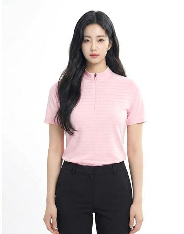 콜핑 여성 연한 스트라이프 기본 등산 반팔 반집업 티셔츠 2402TK580W
