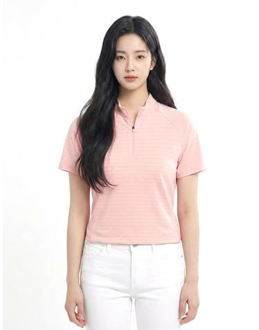콜핑 여성 하이쿨 스트라이프 배색 베이직 등산 반팔 반집업 티셔츠 2442TK901W