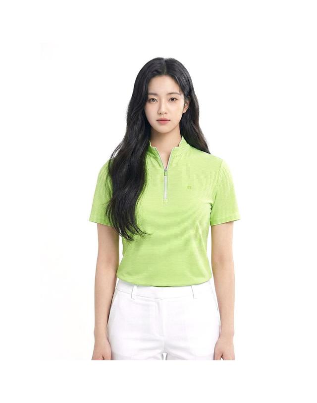콜핑 콜핑 여성 하이쿨 스트라이프 흡습속건 등산 반팔 반집업 티셔츠 2302TK568W 착용컷