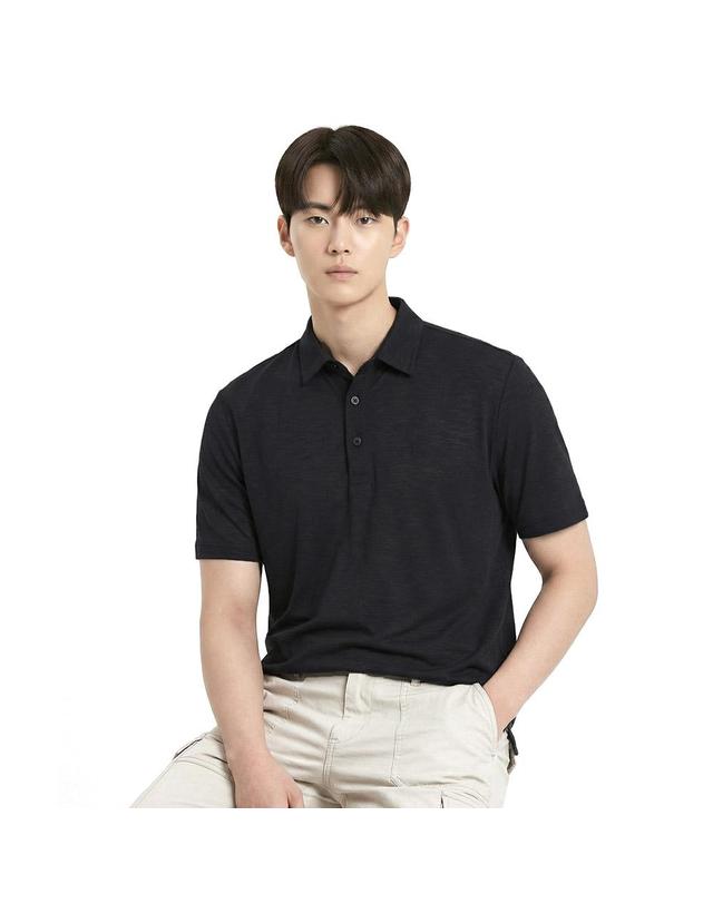 콜핑 콜핑 남성 하이쿨 스트라이프 옆트임 등산 반팔 카라 티셔츠 2142TK849M 착용컷
