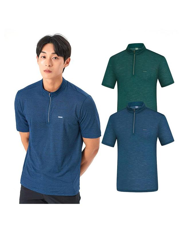 콜핑 콜핑 남성 하이쿨 흡습속건 쾌적 베이직 등산 반팔 반집업 티셔츠 2242TK894M 착용컷
