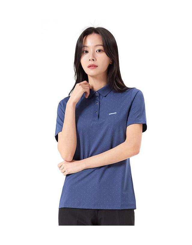 콜핑 콜핑 1942TK722W 도트 프린트 여자 여름 카라 반팔 티셔츠 착용컷