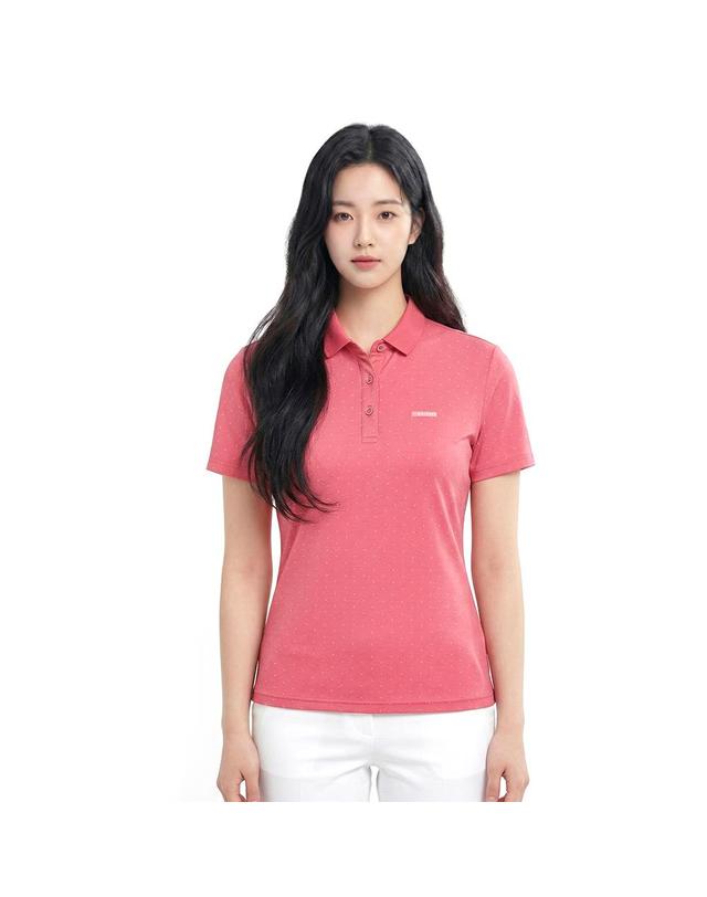 콜핑 콜핑 1942TK722W 도트 프린트 여자 여름 카라 반팔 티셔츠 착용컷