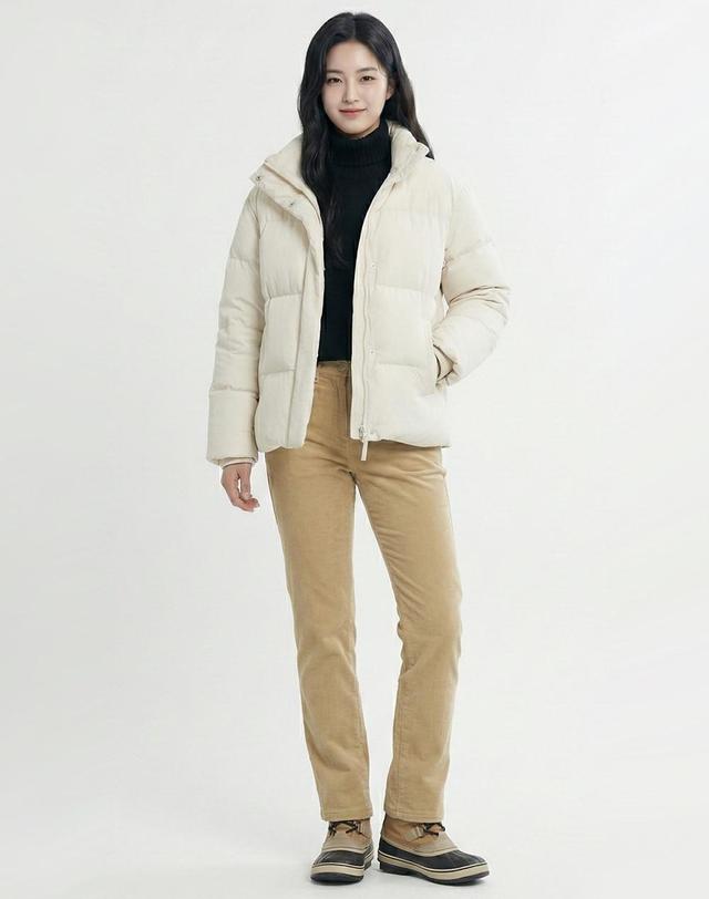 콜핑 콜핑 2194PK534W 코듀로이 허리밴딩 배색 캐주얼 여자 겨울 바지 착용컷