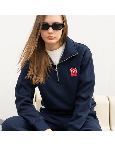 UNISEX 로고 하프 집업 기모 맨투맨 [NAVY] / SBC4U02014