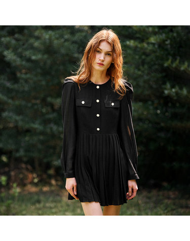 WOMAN 쉬폰 플리츠 원피스 [BLACK] / WBC2L15509