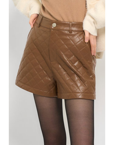 WOMAN 퀼팅 레더 쇼츠 [BROWN] / WBC4L12503