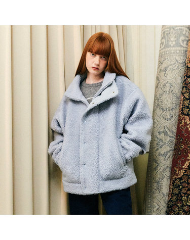 UNISEX 오버핏 하이넥 부클 점퍼 [BLUE] / SBC3U07003