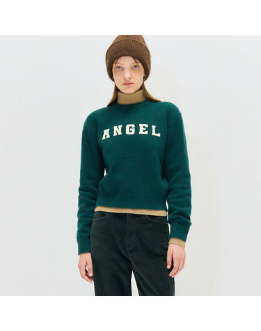 UNISEX 엔젤 레터링 와펜 풀오버 [GREEN] / SBC4U05017