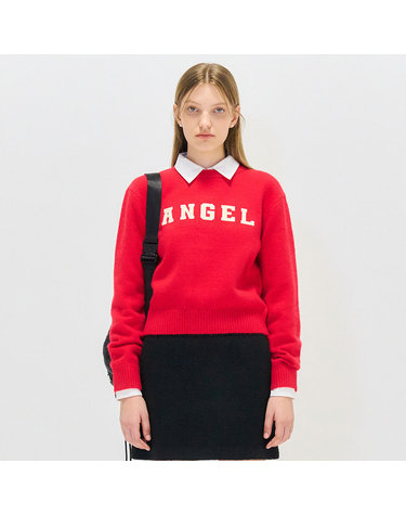 UNISEX 엔젤 레터링 와펜 풀오버 [RED] / SBC4U05017