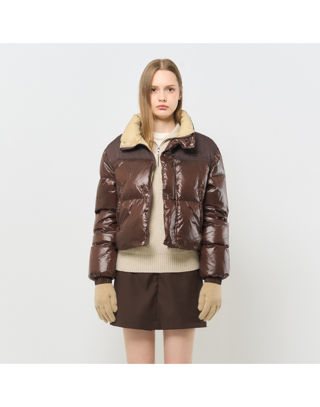 제너럴아이디어 UNISEX 덕 패디드 배색 푸퍼 [BROWN] / SBC4U07005 착용컷