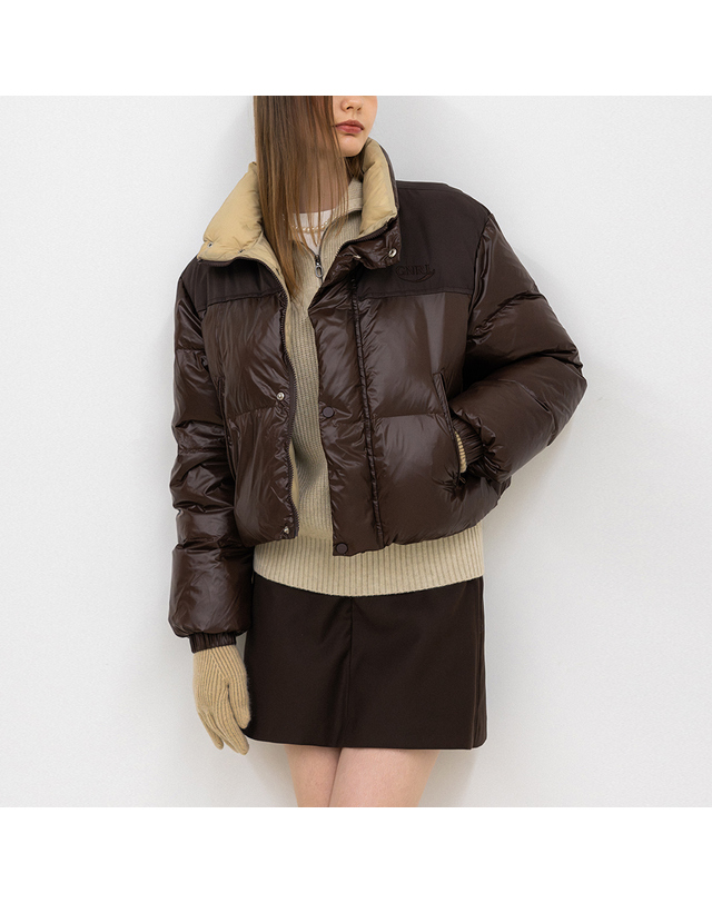 제너럴아이디어 UNISEX 덕 패디드 배색 푸퍼 [BROWN] / SBC4U07005 착용컷