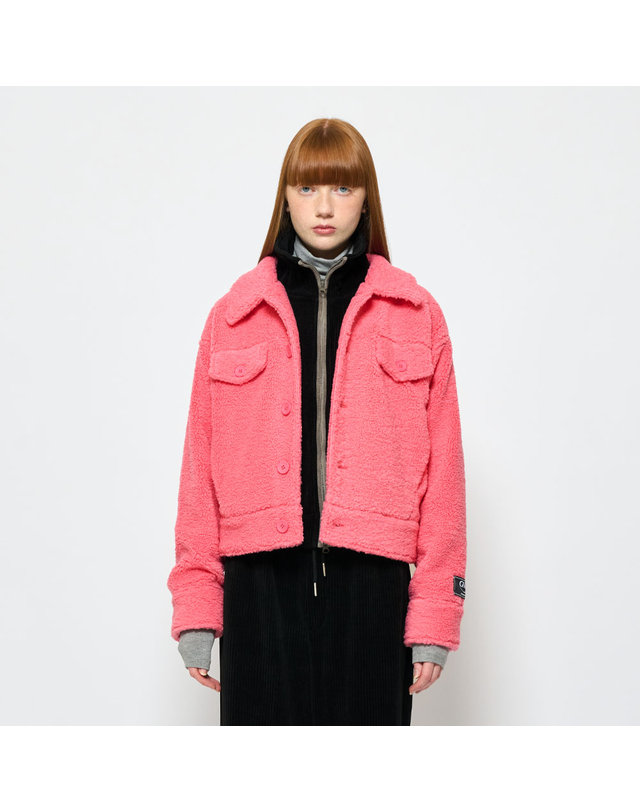 제너럴아이디어 UNISEX 컬러팝 부클 카라 점퍼 [PINK] / SBC3U07004 착용컷