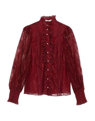 [해외직구] 26SS 앨리스 앤 올리비아 셔츠 CC510L26014I606 Dark Red