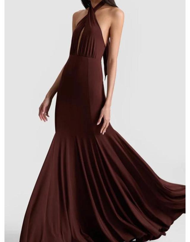 앨리스 앤 올리비아 [해외직구] 25FW 앨리스 앤 올리비아 롱 원피스 CG506V83508A237 Brown 착용컷