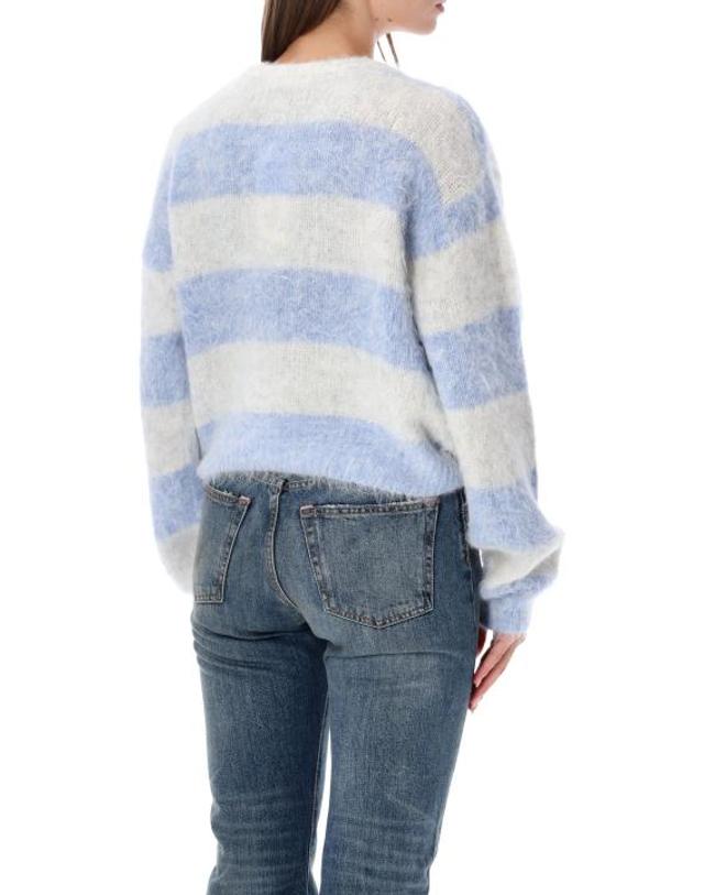아메리칸 빈티지 [해외직구] 26FW 아메리칸 빈티지 스웨터 NIB18A RAIURESGI WHITE LIGHT BLUE 착용컷