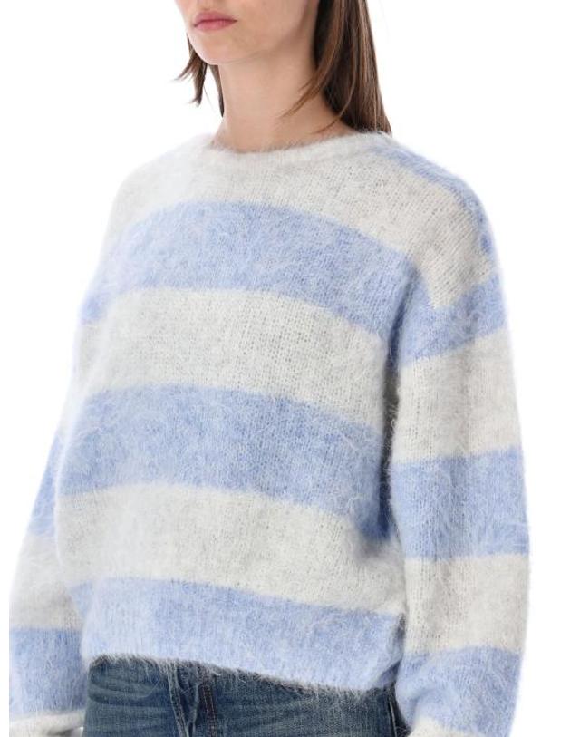 아메리칸 빈티지 [해외직구] 26FW 아메리칸 빈티지 스웨터 NIB18A RAIURESGI WHITE LIGHT BLUE 착용컷