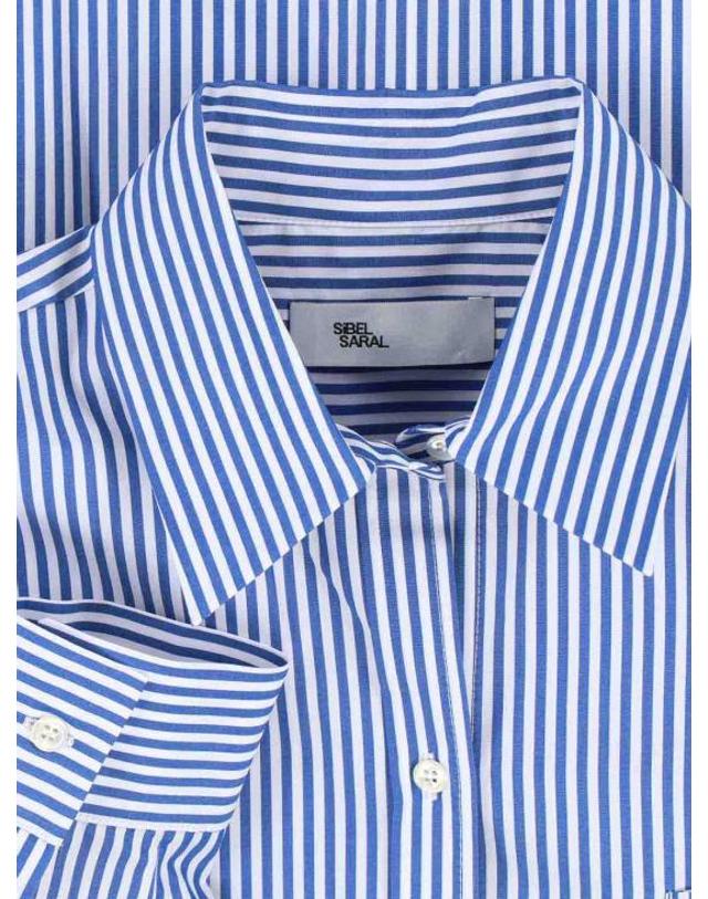 사이블사렐 [해외직구] 25FW 사이블사렐 셔츠 IMNYSHIRTBLUEWHITESTRIPE 착용컷