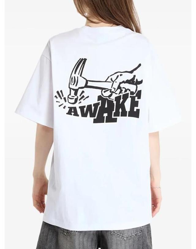 어웨이크 엔와이 [해외직구] 25FW 어웨이크 NY 반팔 티셔츠 AWK FW25 TS003 WHITE 착용컷