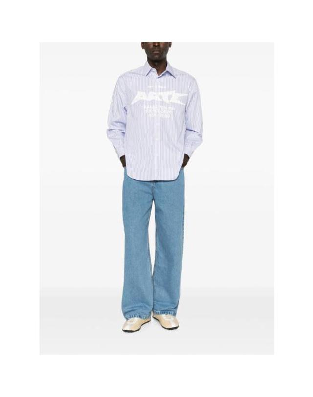 아르떼 앤트워프 [해외직구] 26FW 아르떼 앤트워프 긴팔 셔츠 047S 400 WHITE BLUE 착용컷