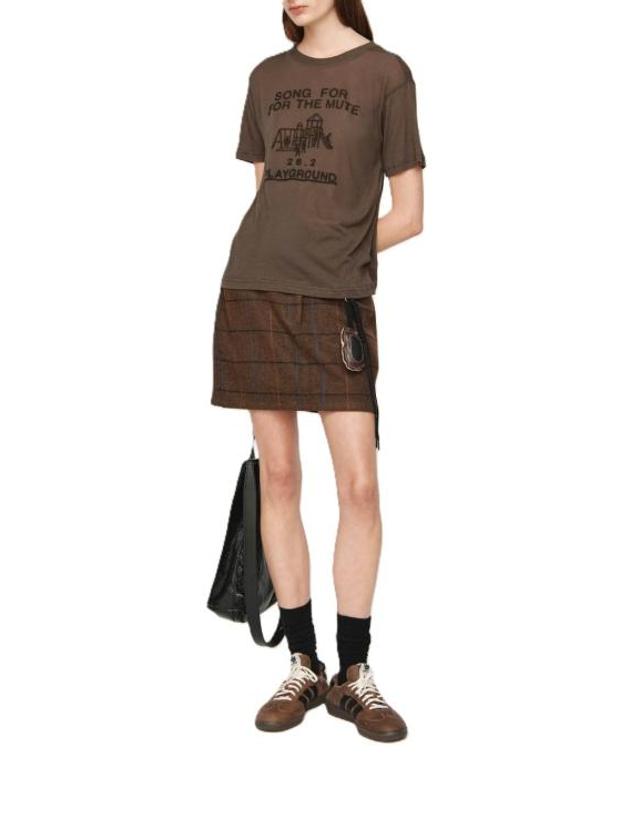 송포더뮤트 [해외직구] 26FW 송포더뮤트 스커트 WSK025KRCHBRN Brown 착용컷