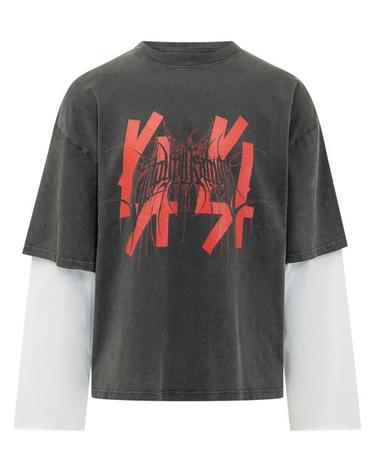 [해외직구] 26FW 44레이블 반팔 티셔츠 B0030674FA724 P831 FADED BLACK SP 2 HIGH RED