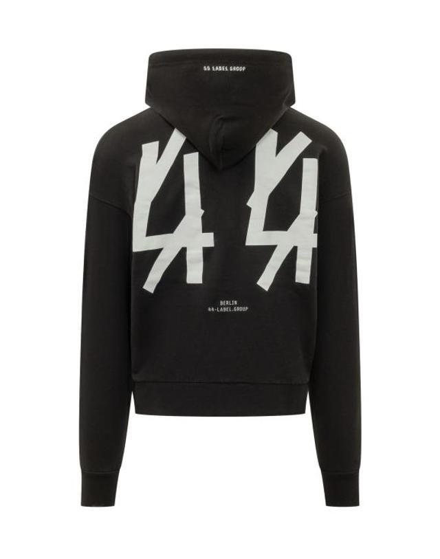 44레이블 [해외직구] 26FW 44레이블 후드 티셔츠 B0030577FA583 P396 BLACK 44 SOLID DIRTY WHITE 착용컷