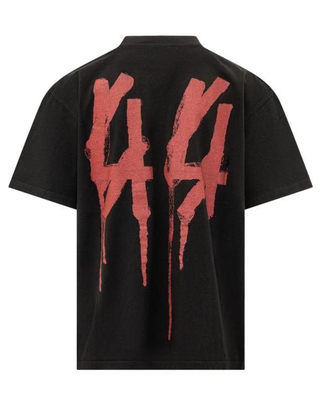 44레이블 [해외직구] 26FW 44레이블 반팔 티셔츠 B0030556FA582 P682 BLACK RED 착용컷
