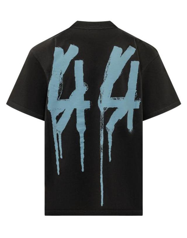 44레이블 [해외직구] 26FW 44레이블 반팔 티셔츠 B0030669FA706 P877 BLACK DRIP METAL BLUE 착용컷