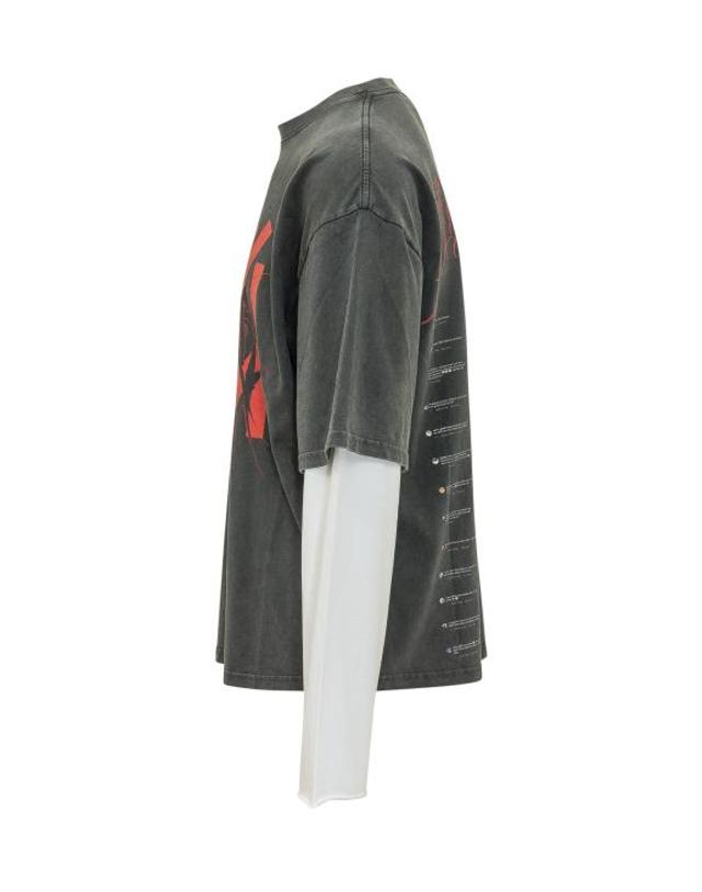 44레이블 [해외직구] 26FW 44레이블 반팔 티셔츠 B0030674FA724 P831 FADED BLACK SP 2 HIGH RED 착용컷
