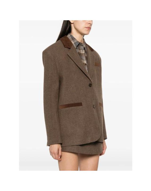 엘레 [해외직구] 26FW 엘레 수트 자켓 EFW260014 MARRO BROWN 착용컷