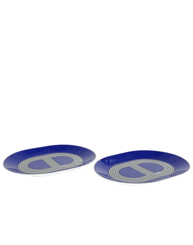 에르메스 (당일출고) 에르메스 테이블웨어 랠리24 OVAL 플레이트 접시 미니 블루 2PCS 착용컷