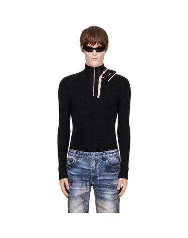 [해외직구] 26 FW 와이프로젝트 블랙 더블 칼라 스웨터 231893M202000