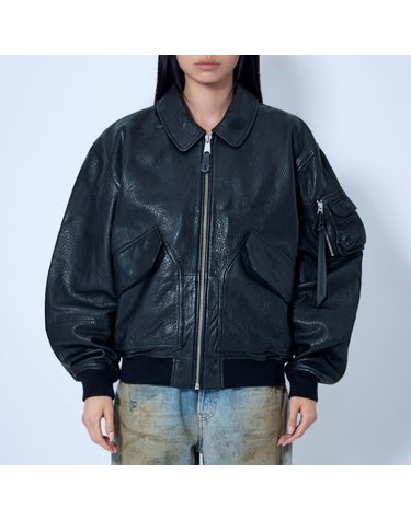 [해외직구] 26 FW 알파 인더스트리 CWU36P UV 루즈 레더 봄버 자켓 768002 03 BLK