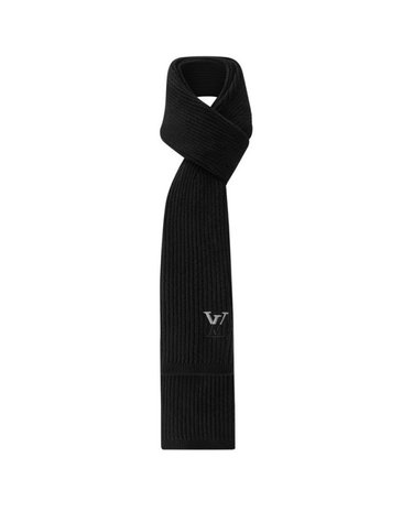[해외직구] 26 FW 루이비통 LV Dual Knit 듀얼 니트 리브드 퓨어 캐시미어 머플러 블랙