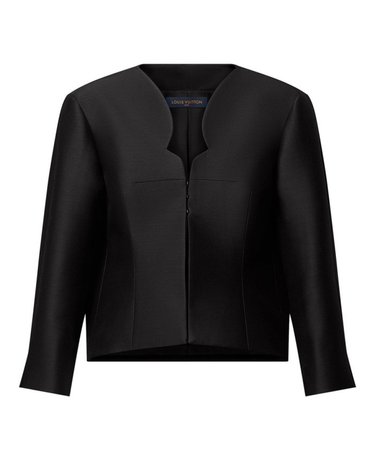 [해외직구] 26 FW 루이비통 Mikado 미카도 울 실크 블렌드 크리스프 컷아웃 넥라인 재킷 블랙