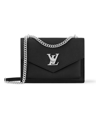 [해외직구] 26 FW 루이비통 블랙 Mylockme 마이락미 LV 턴락 플랫포켓 실버톤 체인 숄더백