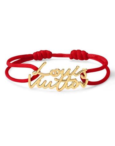 [해외직구] 26 FW 루이비통 레드 LV Script 스크립트 코드 텍스처 골드톤 브레이슬릿