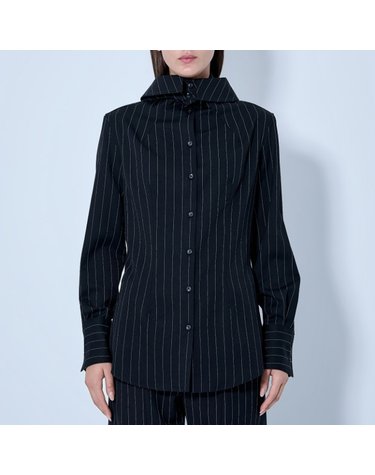 [해외직구] 26 FW 장폴고티에 핀스트라이프 후드 셔츠 블랙 26 04 W ST093 C074 0001