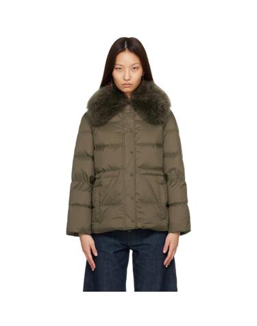 이브 살로몬 [해외직구] 26 FW 이브살로몬 그린 램 퍼 쇼트 재킷 262594F061001