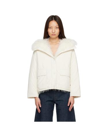 이브 살로몬 [해외직구] 26 FW 이브살로몬 화이트 컬리 램 쇼트 울트라 라이트 다운 재킷 262594F061009