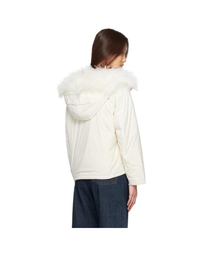 이브 살로몬 [해외직구] 26 FW 이브살로몬 화이트 컬리 램 쇼트 울트라 라이트 다운 재킷 262594F061009 착용컷