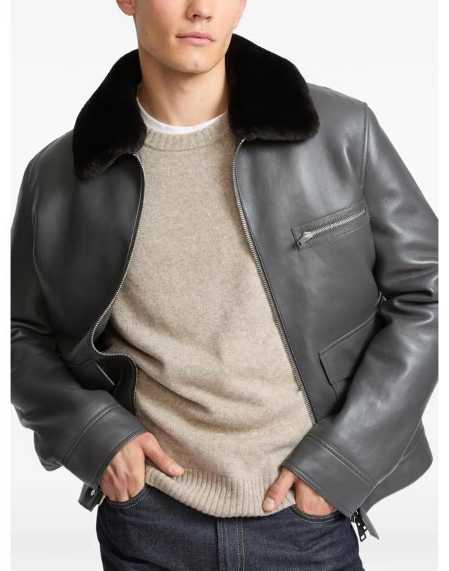 이브 살로몬 [해외직구] 26 FW 이브살로몬 시어링 칼라 레더 재킷 27WHV20166AGAN TP455558221 착용컷