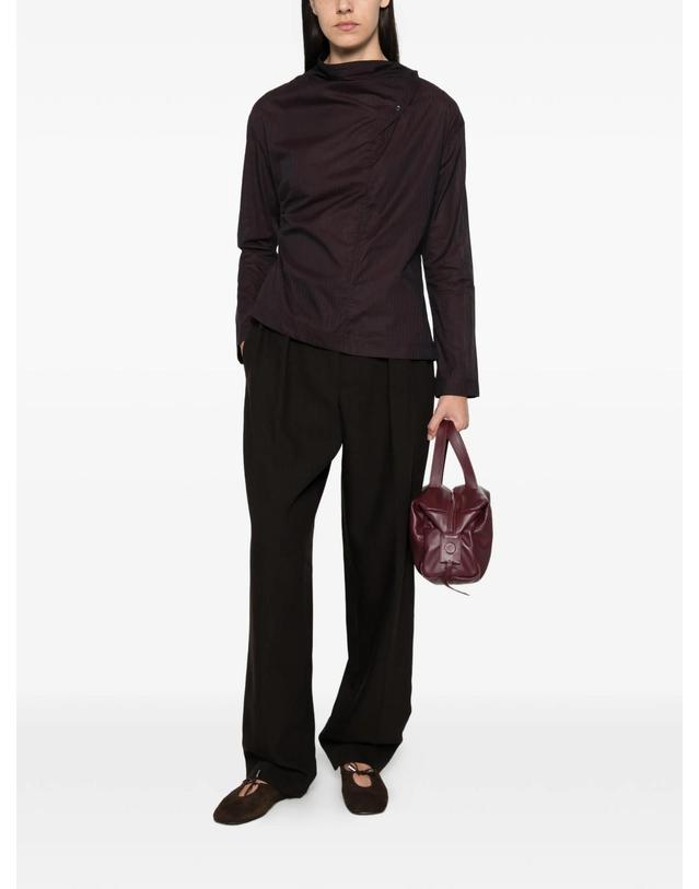쉐흐 [해외직구] 쉐르 Lana pinstriped high neck blouse 12317328474376 TP725751425 착용컷