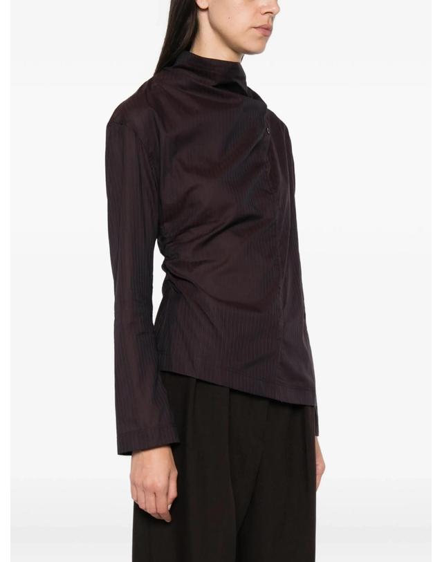 쉐흐 [해외직구] 쉐르 Lana pinstriped high neck blouse 12317328474376 TP725751425 착용컷