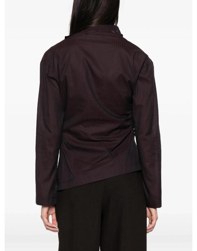 쉐흐 [해외직구] 쉐르 Lana pinstriped high neck blouse 12317328474376 TP725751425 착용컷