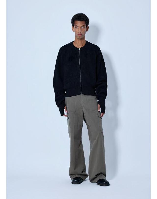 리에르 [해외직구] 26 FW RIER 남성 리브드 집업 가디건 KNW81 FSH FISHERMAN RIB BLACK KNIT TP877971850 착용컷
