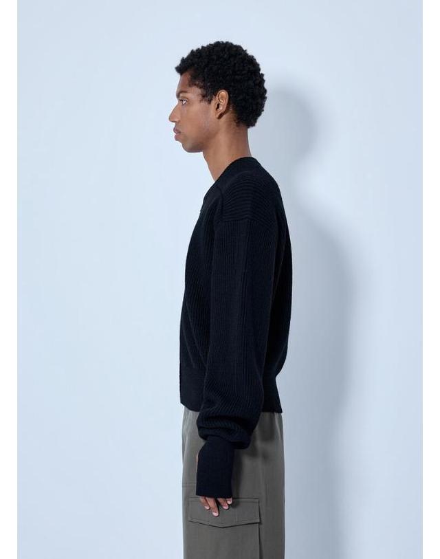 리에르 [해외직구] 26 FW RIER 남성 리브드 집업 가디건 KNW81 FSH FISHERMAN RIB BLACK KNIT TP877971850 착용컷