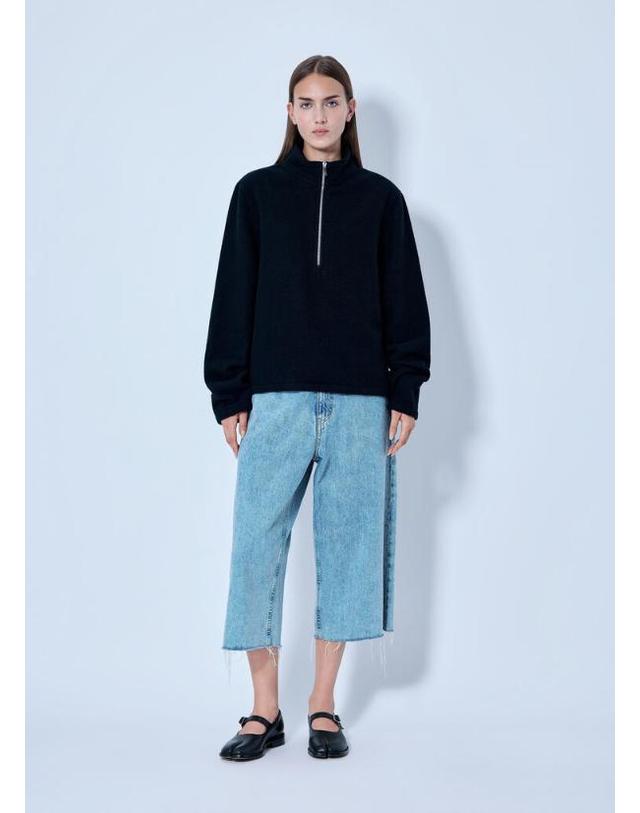 리에르 [해외직구] 26 FW RIER 여성 플리스 시티 스웨트셔츠 rrr0365018blk F 착용컷