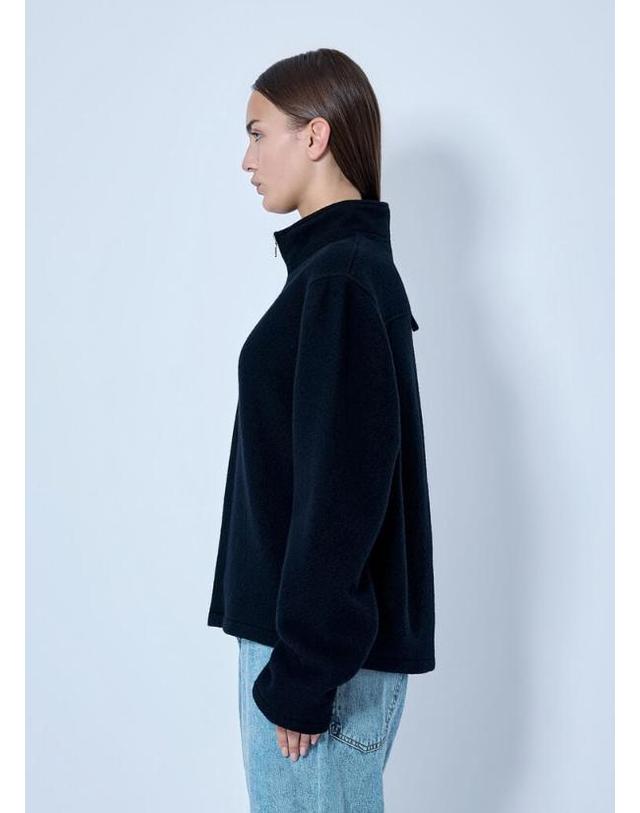리에르 [해외직구] 26 FW RIER 여성 플리스 시티 스웨트셔츠 rrr0365018blk F 착용컷